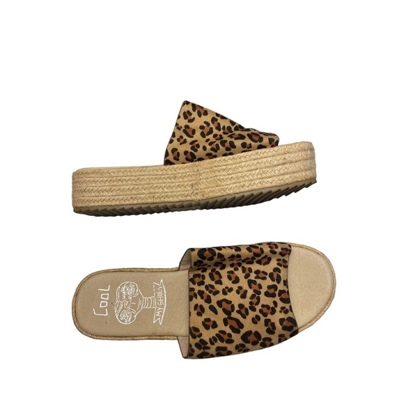 Cool My Shoes Espadrilles Cheetah Band Slides Platform Sandals Size: 9 - Picture 2 of 12